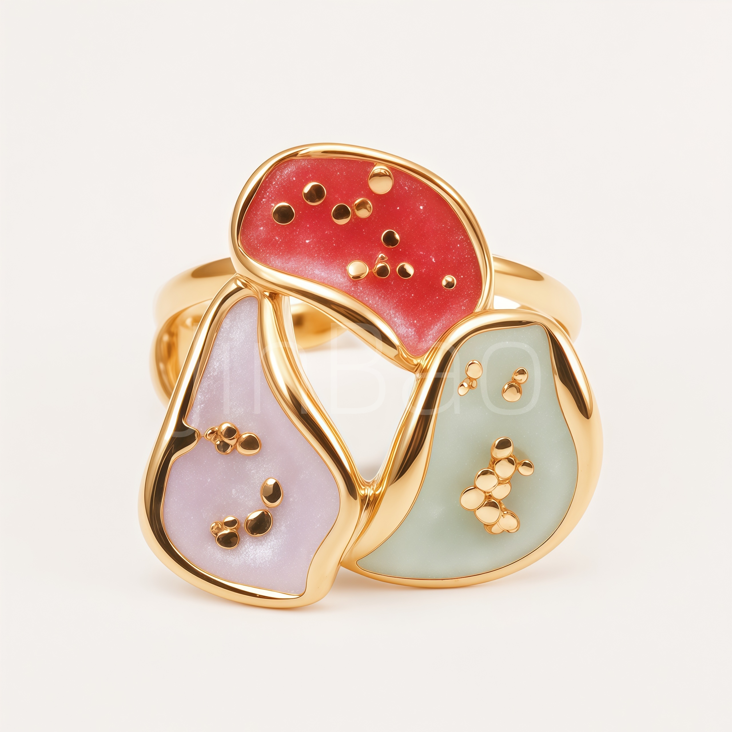 Three‑Panel Irregular Glitter Enamel Women Ring | E0011