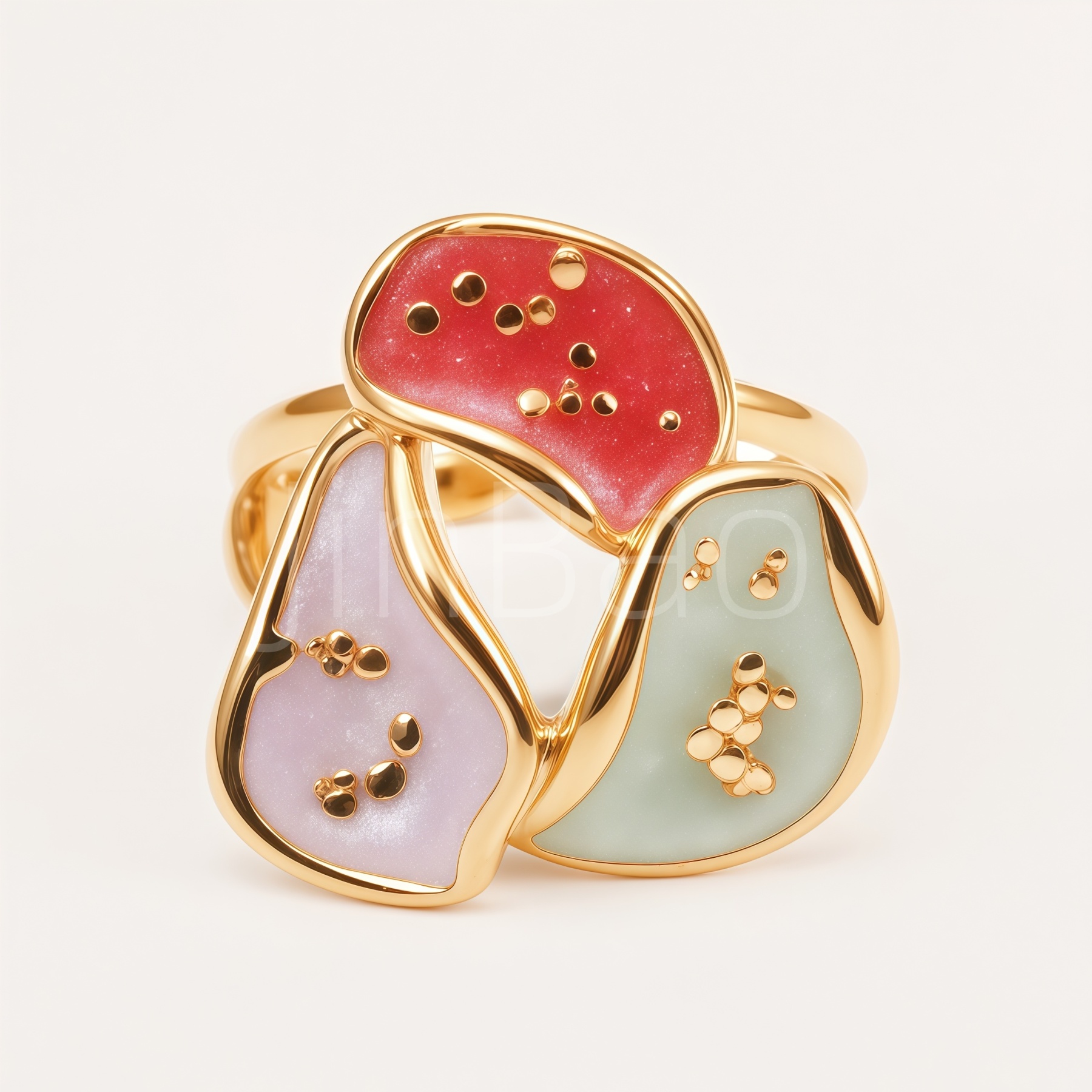 Three‑Panel Irregular Glitter Enamel Women Ring | E0011