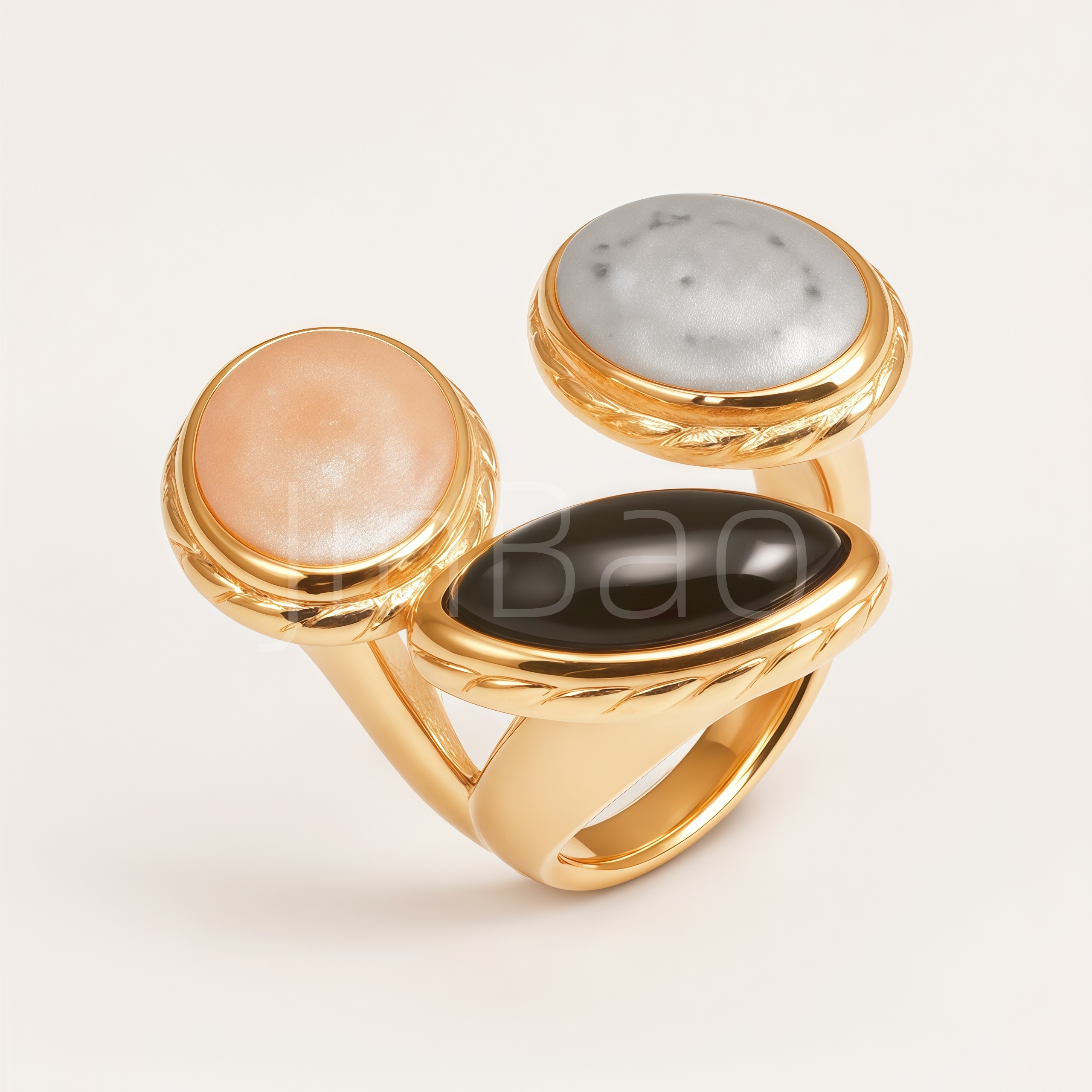 Vintage Multi Oval Gemstone Stainless Steel Women Rings | E00590