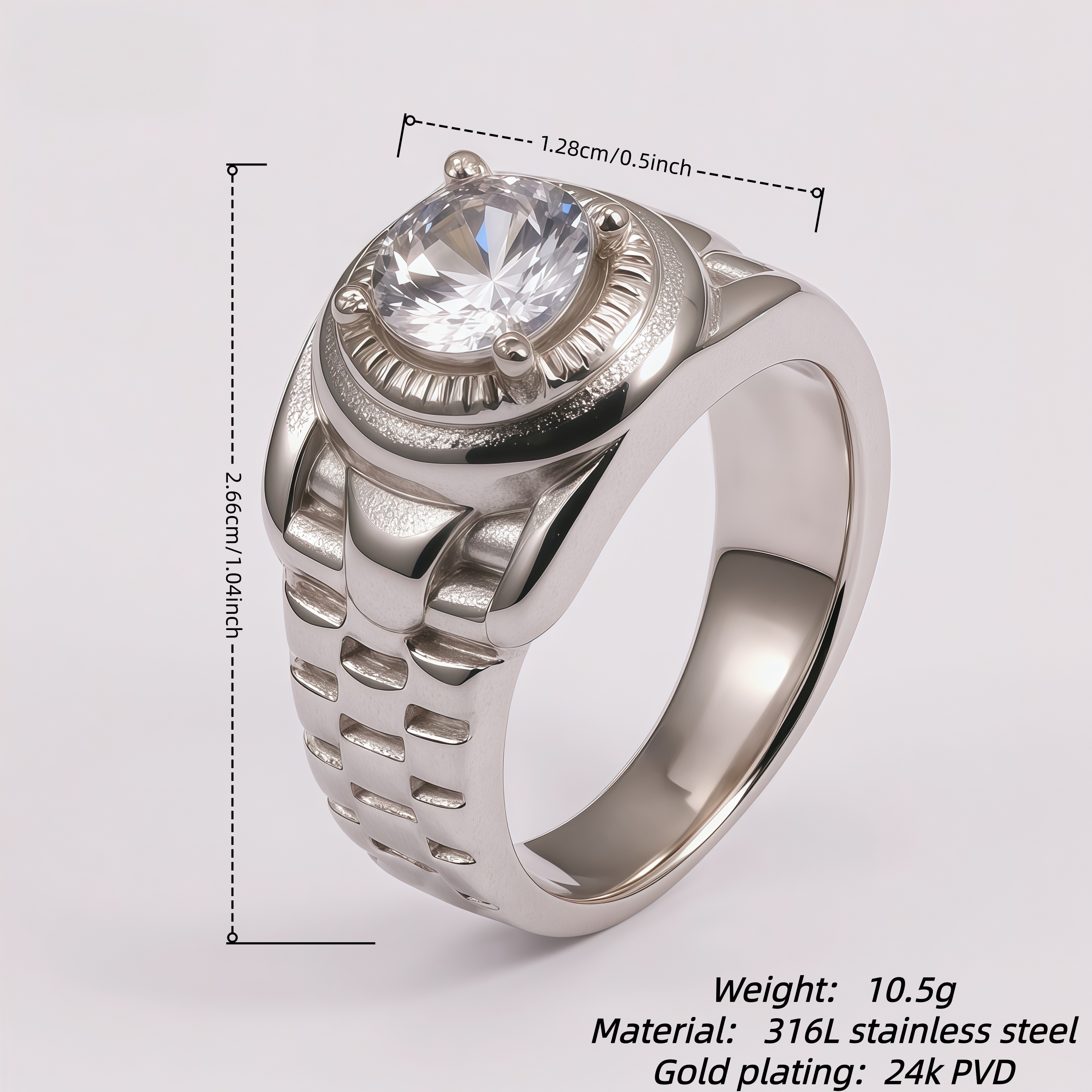 Men's Large Cubic Zirconia Mechanical Style Hip Hop Ring | DZ218