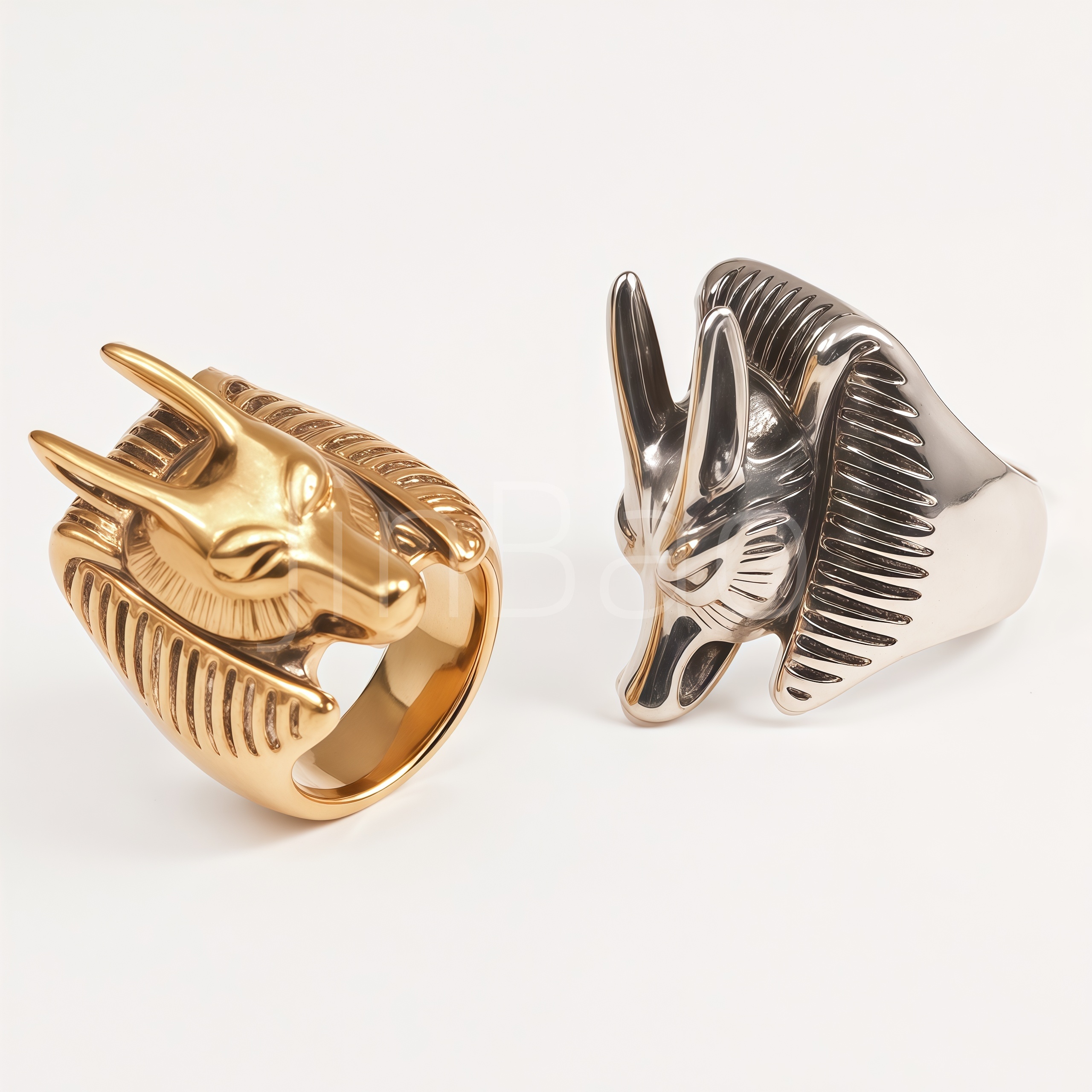 Vintage Egyptian God Anubis Stainless Steel Men Ring | D0491