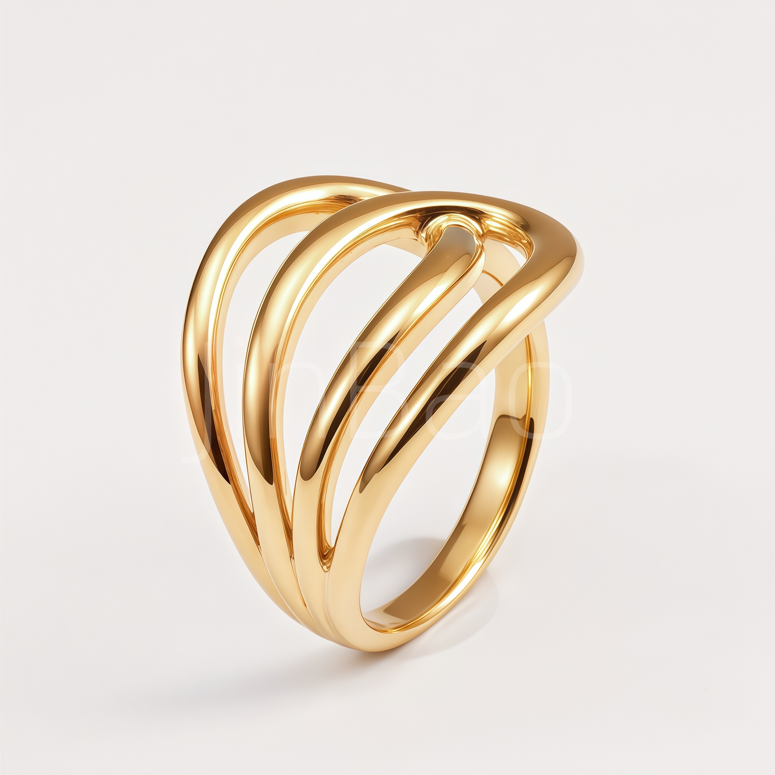 Glossy Three Twisted Curve Hollow Fashion Ring for Women | E00505