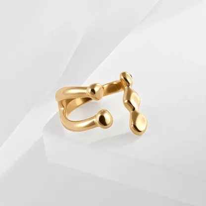 Unique Minimalist Stainless Steel Open Crossover Ring Classic Fashion for Women | N0021-JinBaoJewerly