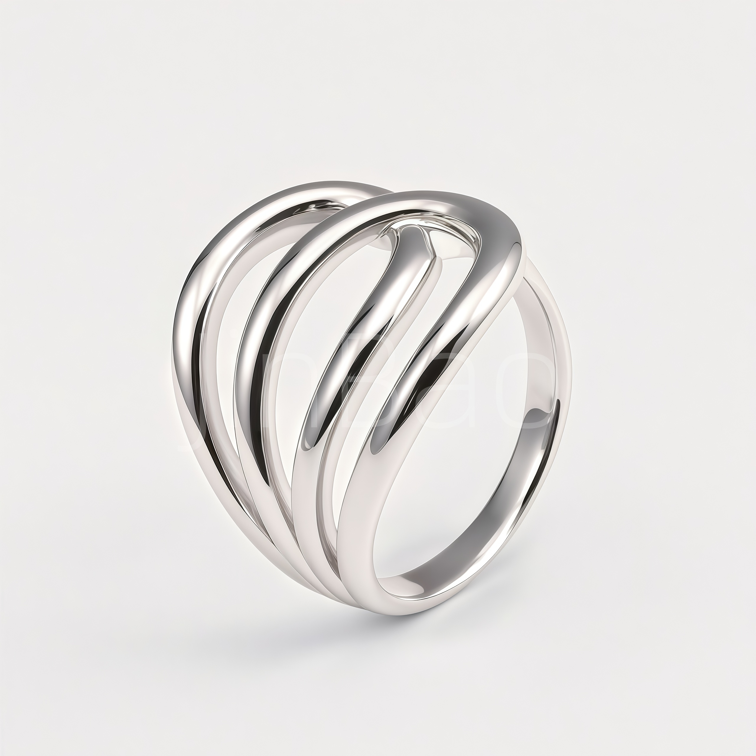 Glossy Three Twisted Curve Hollow Fashion Ring for Women | E00505