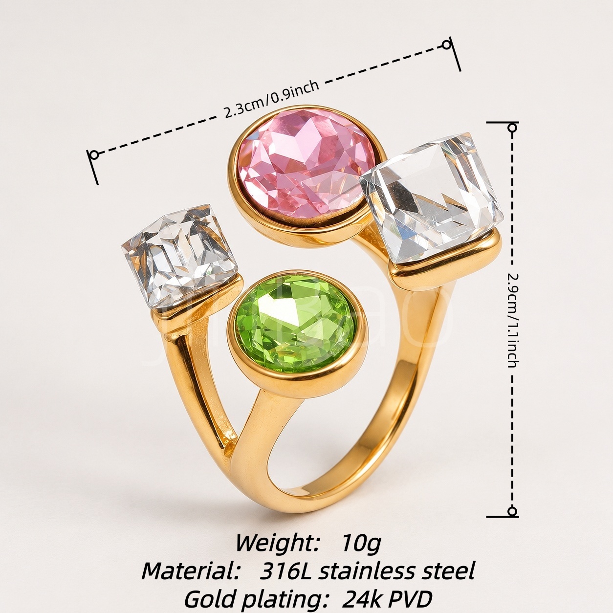 Multi Stones Mixed Cut Rhinestone Ring for Women | 