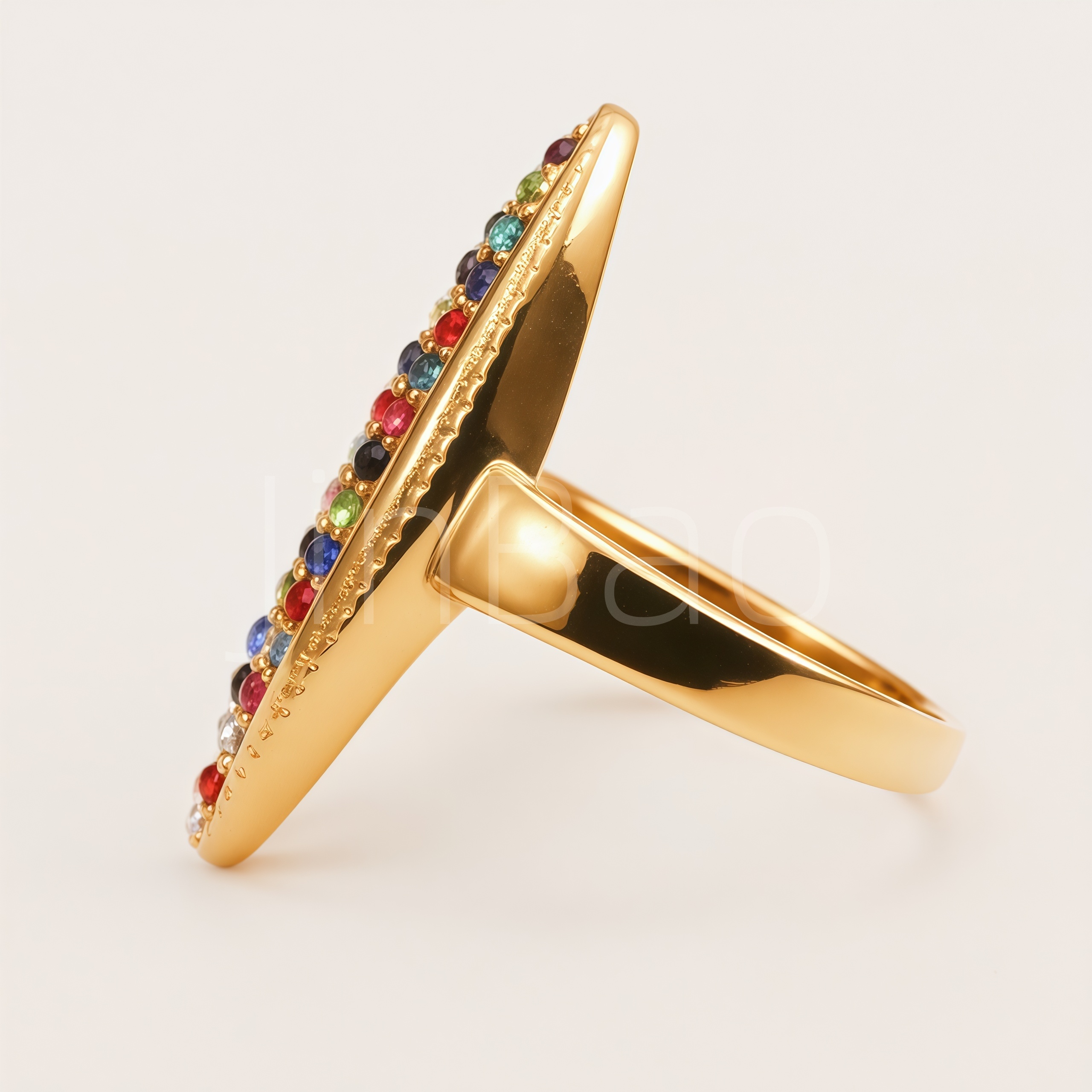 Vintage Bold Marquise Rainbow Gem Statement Ring for Women | N002046