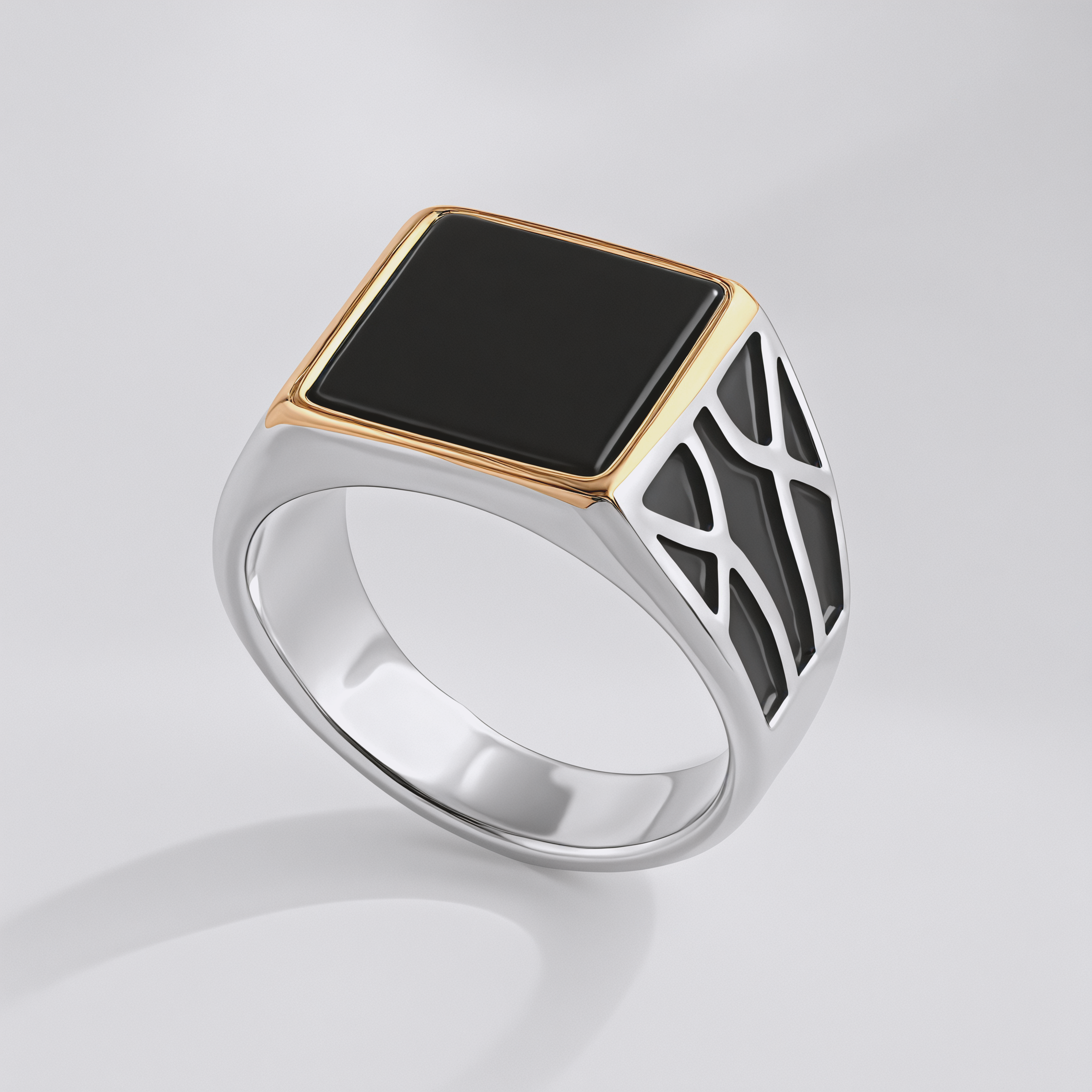 【单款无货】Minimalist Square Gemstone Ring Men's Stainless Steel Ring | K00175-JinBaoJewerly