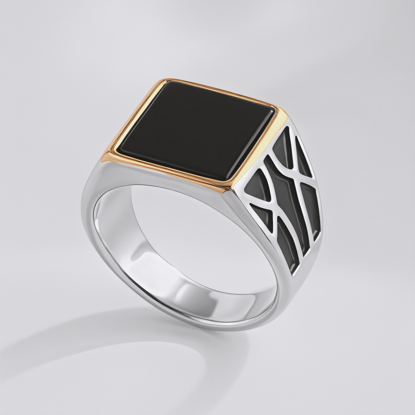 【单款无货】Minimalist Square Gemstone Ring Men's Stainless Steel Ring | K00175-JinBaoJewerly