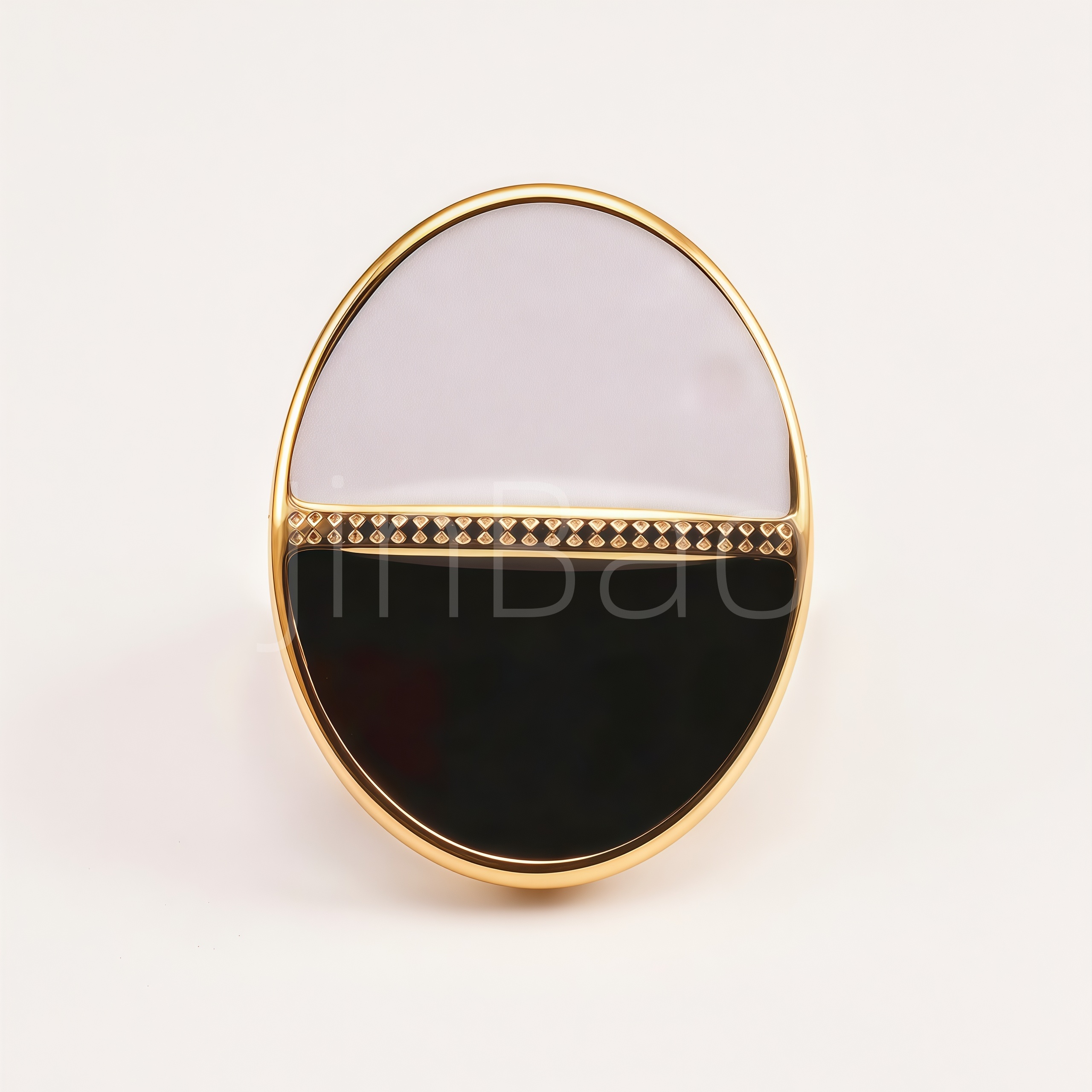 Two‑Tone Black White Enamel Large Round Chunky Women's Ring | E00528