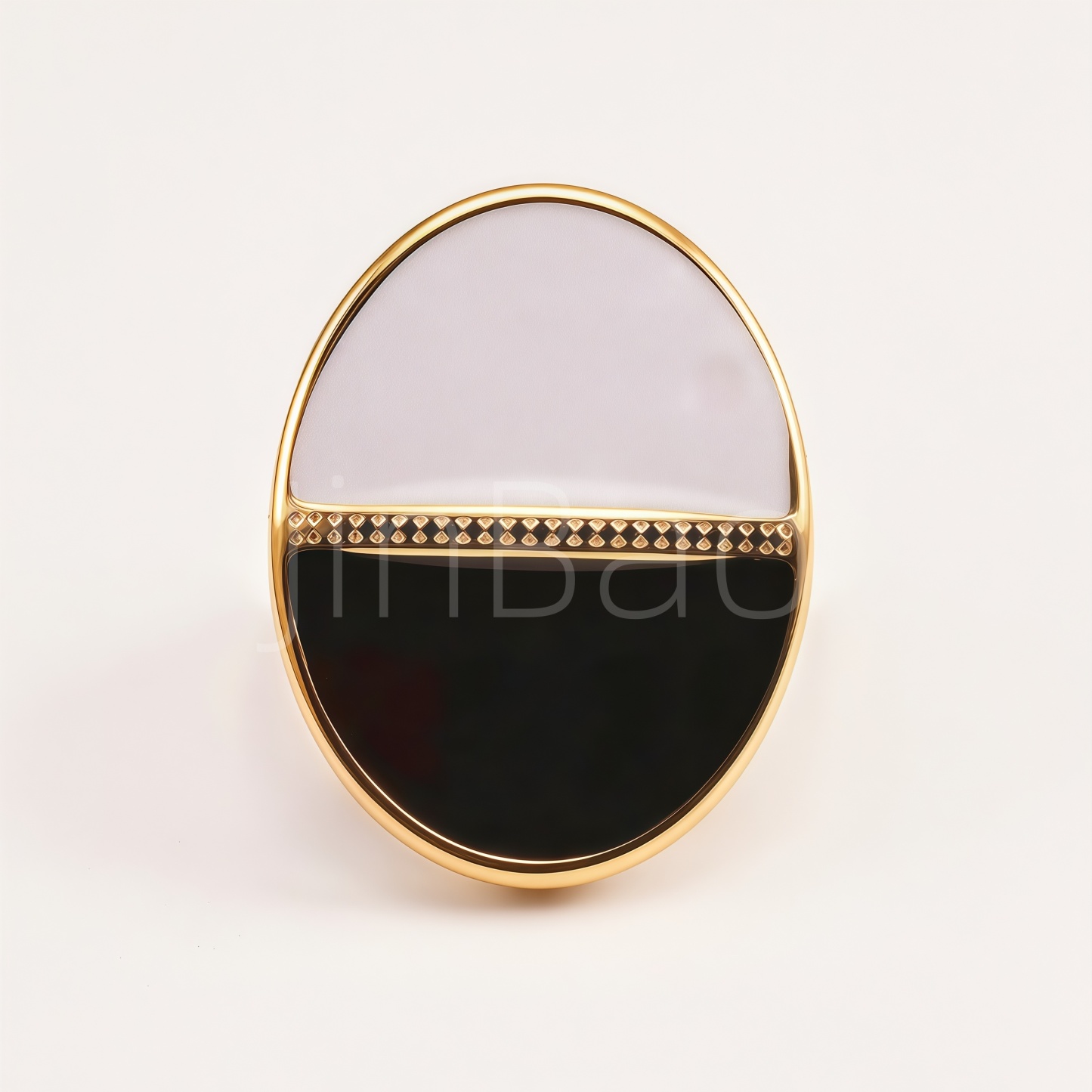 Two‑Tone Black White Enamel Large Round Chunky Women's Ring | E00528