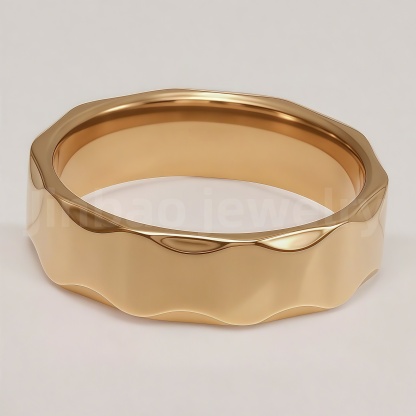 24K Gold-Plating Stainless Steel Retro Pattern Men's Waterproof Ring  6MM-JinBaoJewerly