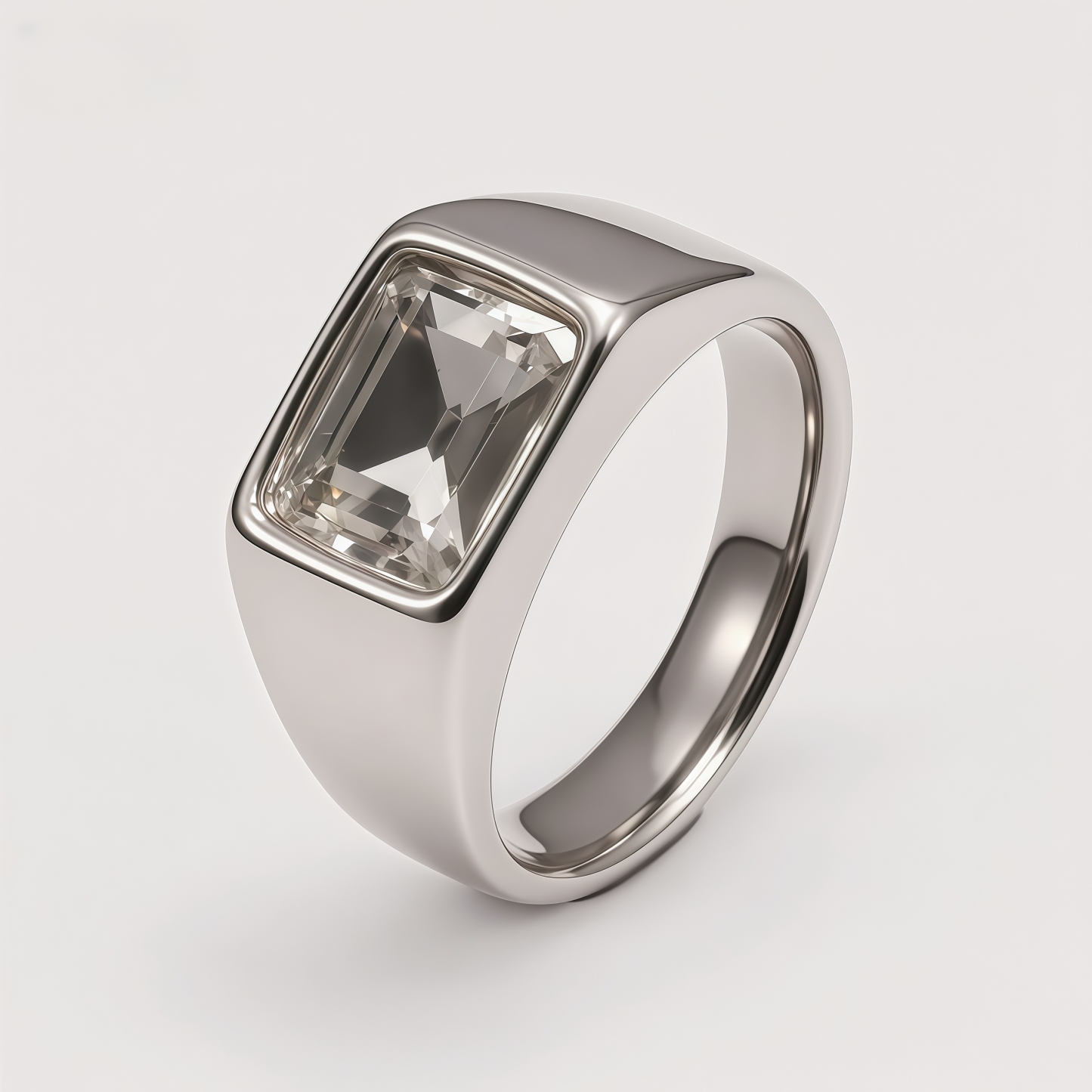 Men's Stainless Steel Colorful Emerald Cut Cubic Zirconia Ring | BL481G