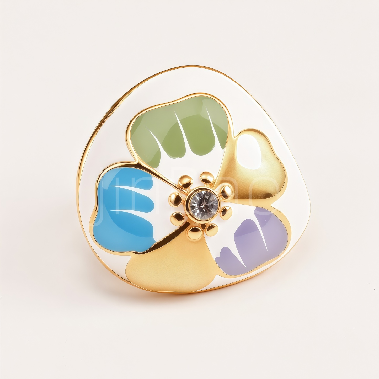 Retro Colorful Enamel Flower Crystal Gold‑Tone Women Ring | K004620