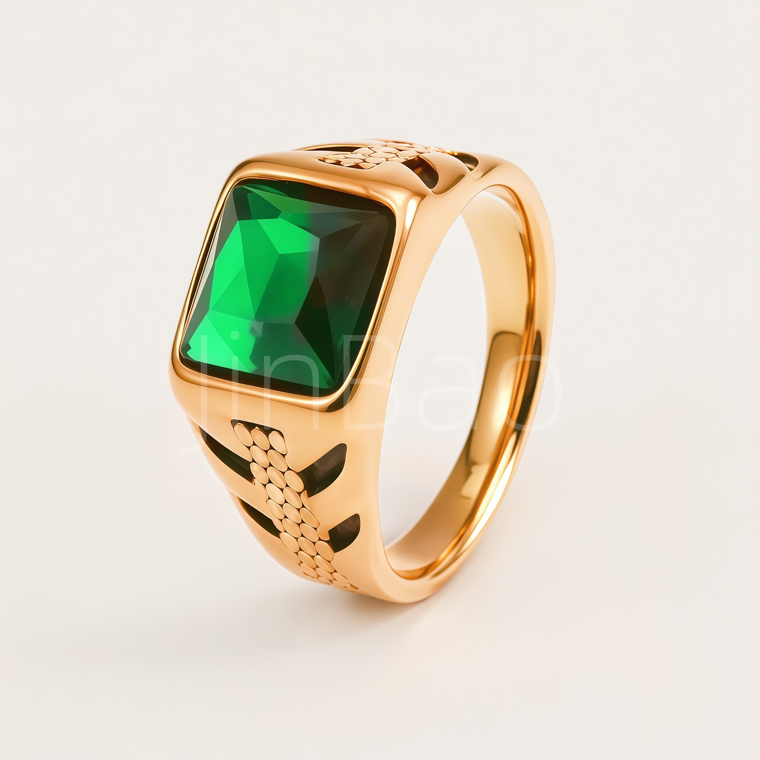 Square Colorful Crystal Signet Men's Ring | B120