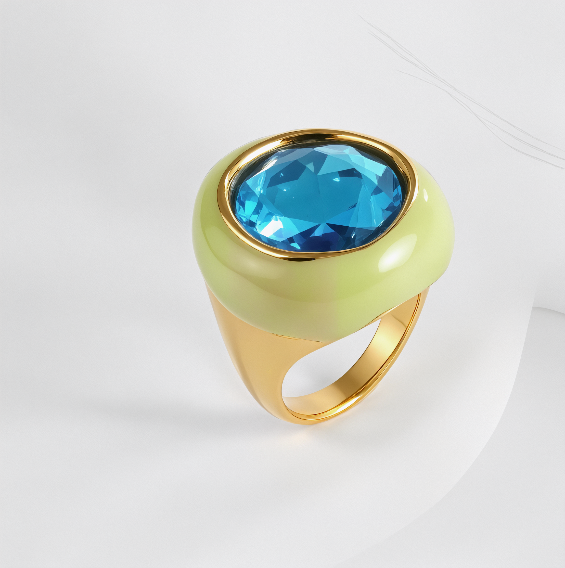 Vintage Stainless Steel Gemstone Ring Colorful Resin Oval Women Ring | G004606