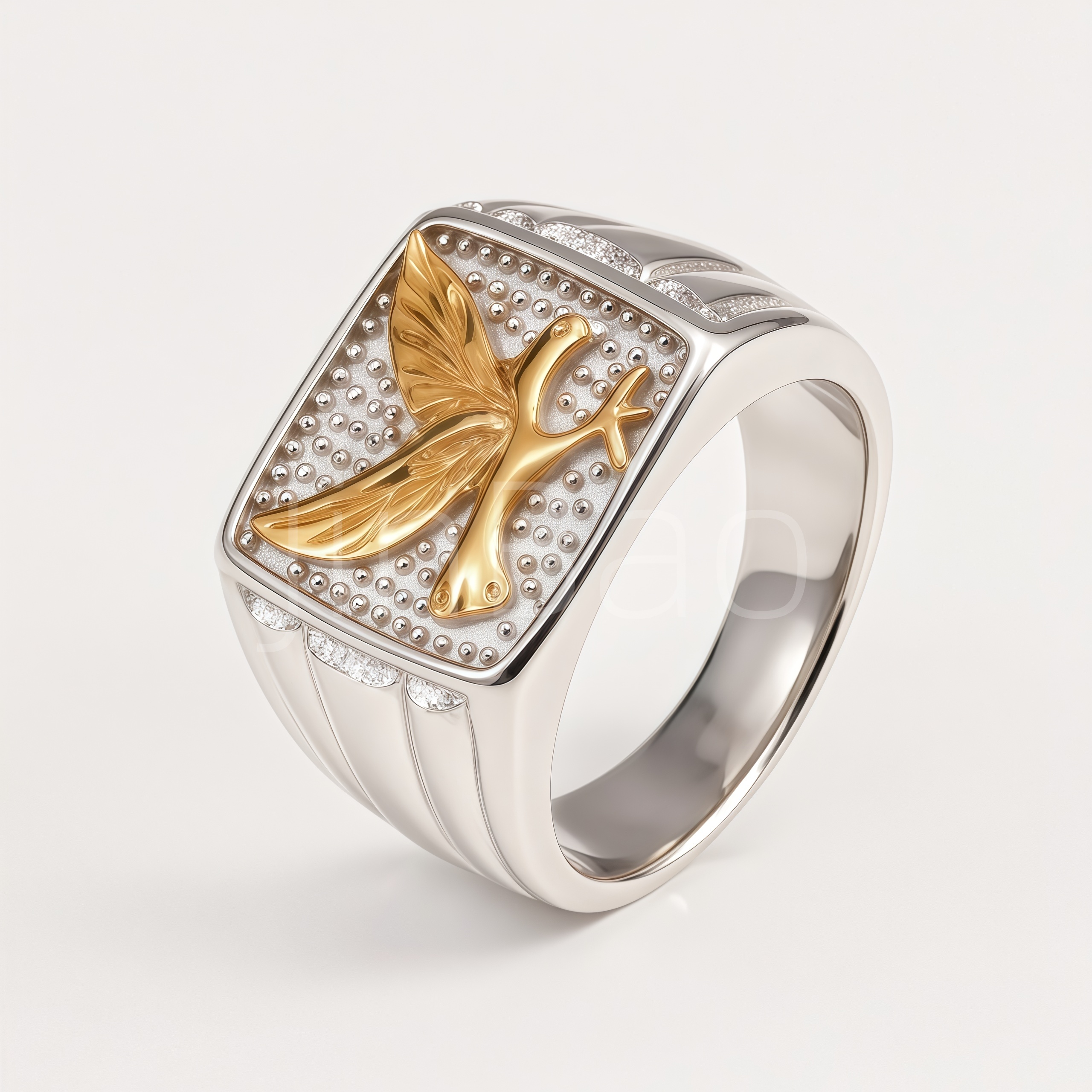 Vintage Angel Symbol Stainless Steel Men Finger Ring | D0488