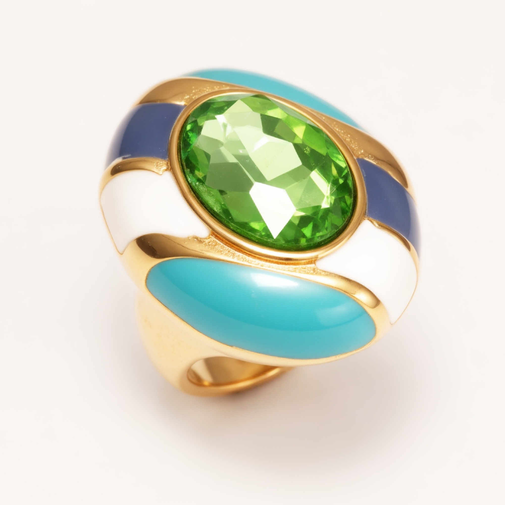 Luxury Enamel Gemstone Inlaid Stainless Steel Women's Ring | G004462JHU-JinBaoJewerly