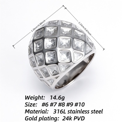 Metallic Texture Diamond - Pattern Ring - Trendy and Versatile Unisex Accessory | G003671-JinBaoJewerly