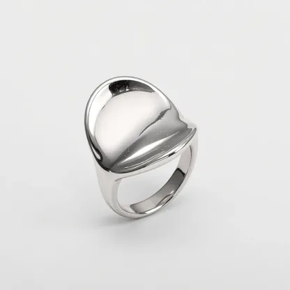 Stainless Steel Women's Ring with Sleek Domed Feature丨G005468-JinBaoJewerly