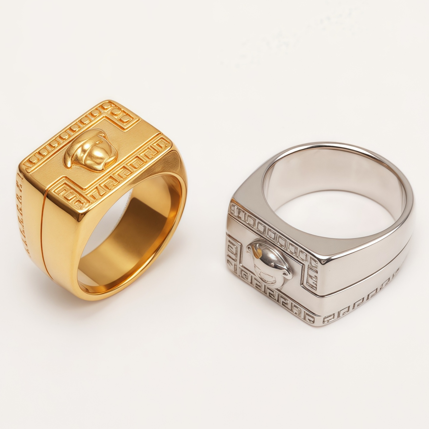 Men's Vintage Totem Two - Tone Stainless Steel Ring, Bold Statement Band | G00698-JinBaoJewerly