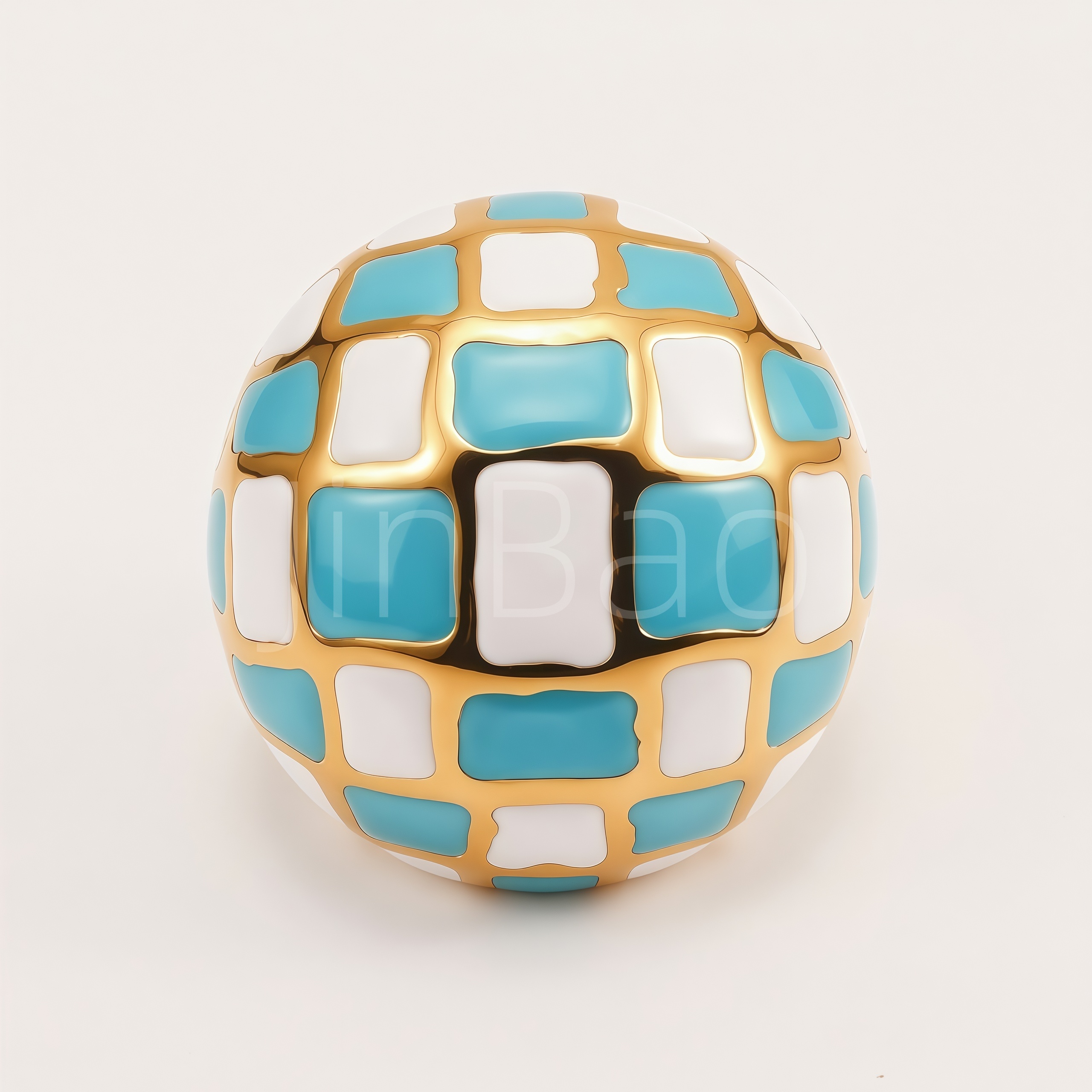 Chunky Blue‑White Checkerboard Enamel Women Ring | E00564
