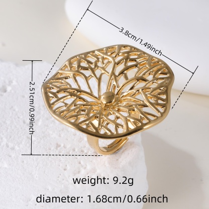 Elegant Hollow Flower Design Stainless Steel Women's Waterproof Ring丨G005935-JinBaoJewerly
