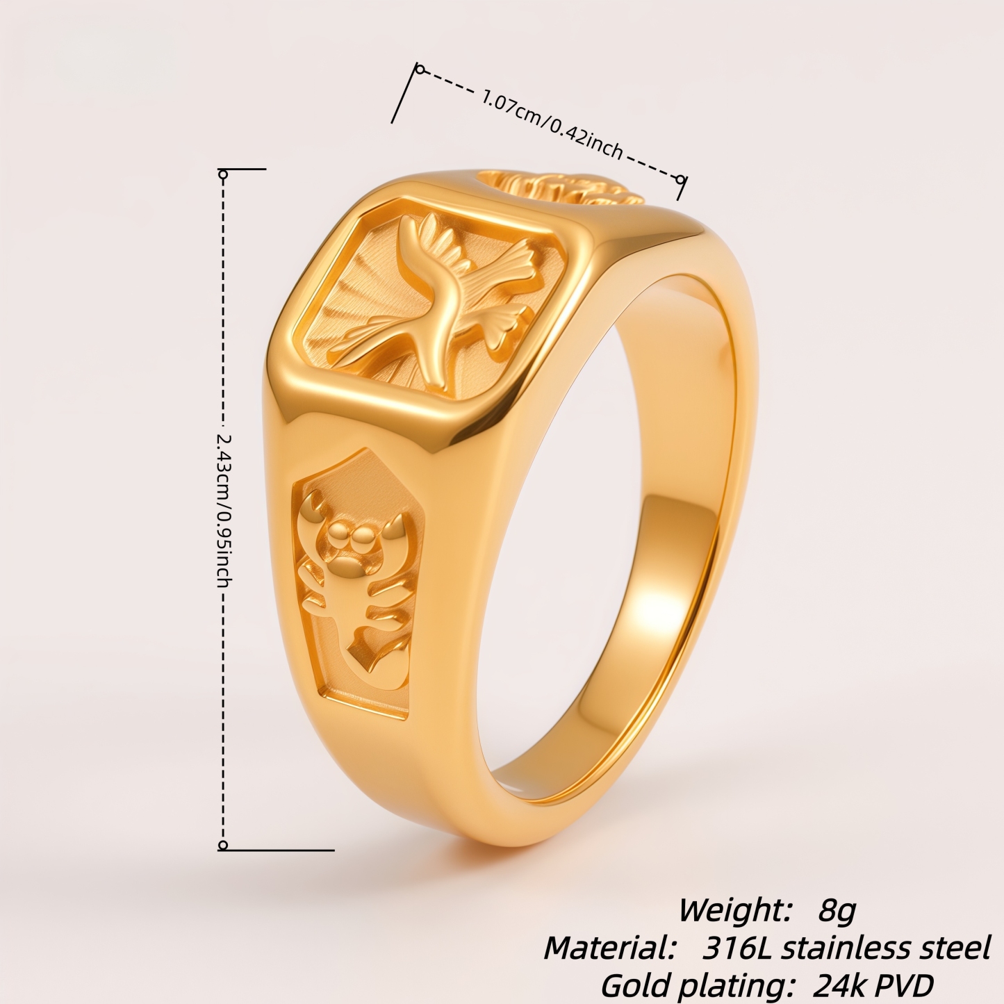 Simple Retro Eagle Seal Men's Ring | DZ314