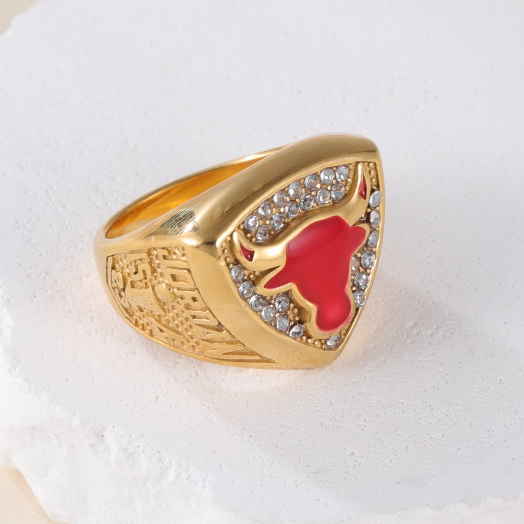 NBA Championship Ring Retro Shining Bull Head Stainless Steel Men's Ring丨K0225J-JinBaoJewerly