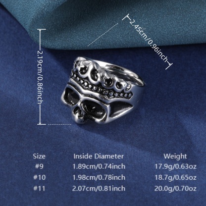 Punk Hip-Hop Skull Stainless Steel Skull Men's Ring丨DZ1913-JinBaoJewerly