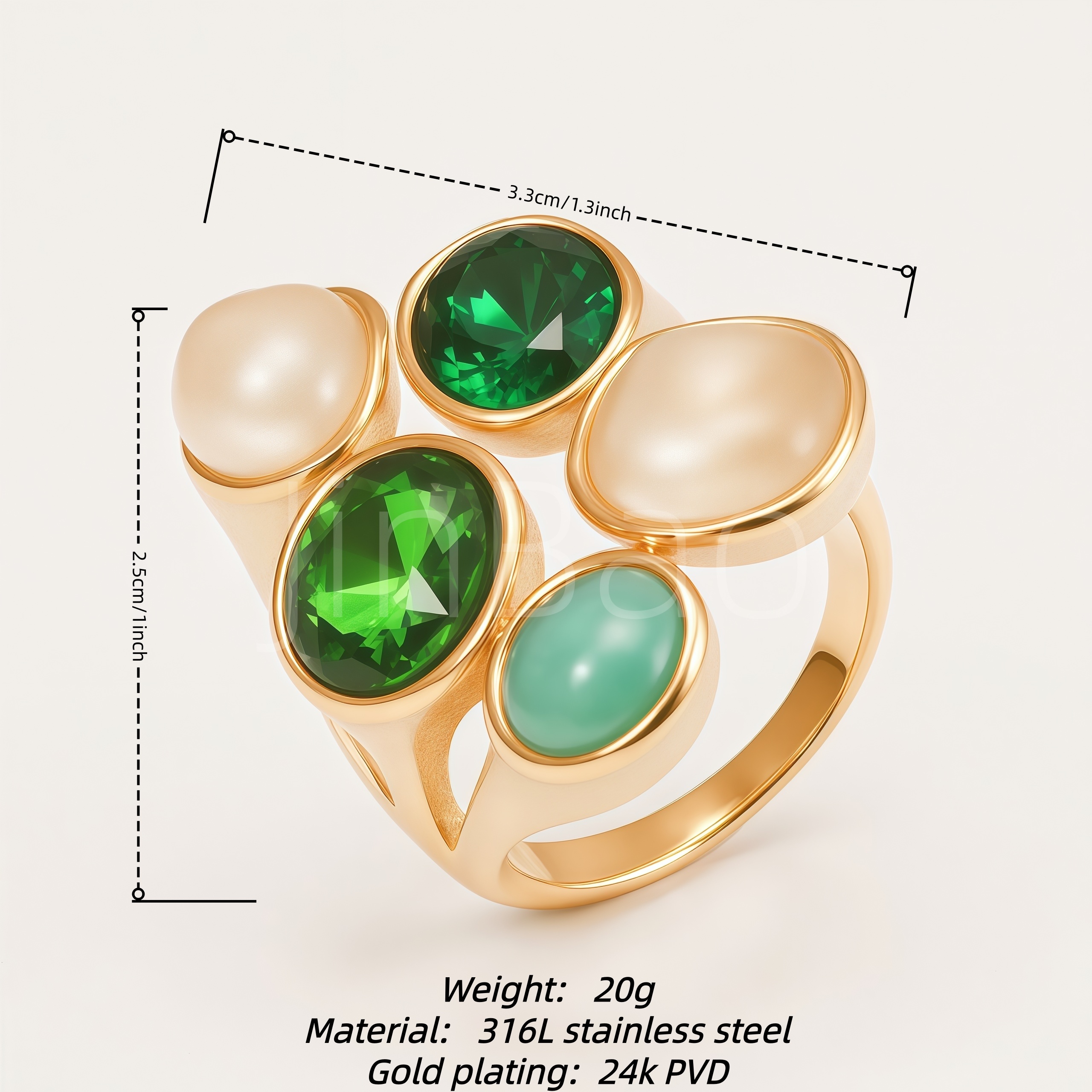 Bezel‑Set Mixed Gemstone Cluster Women Ring