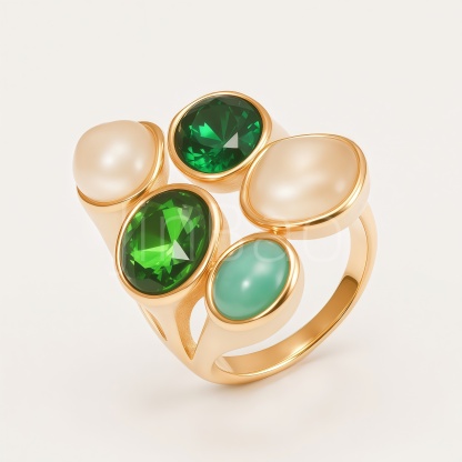 Bezel‑Set Mixed Gemstone Cluster Women Ring