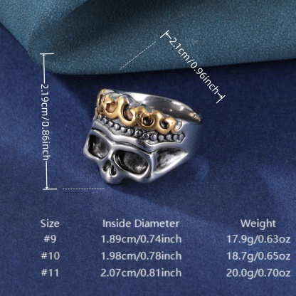 Punk Hip-Hop Skull Stainless Steel Skull Men's Ring丨DZ1913-JinBaoJewerly