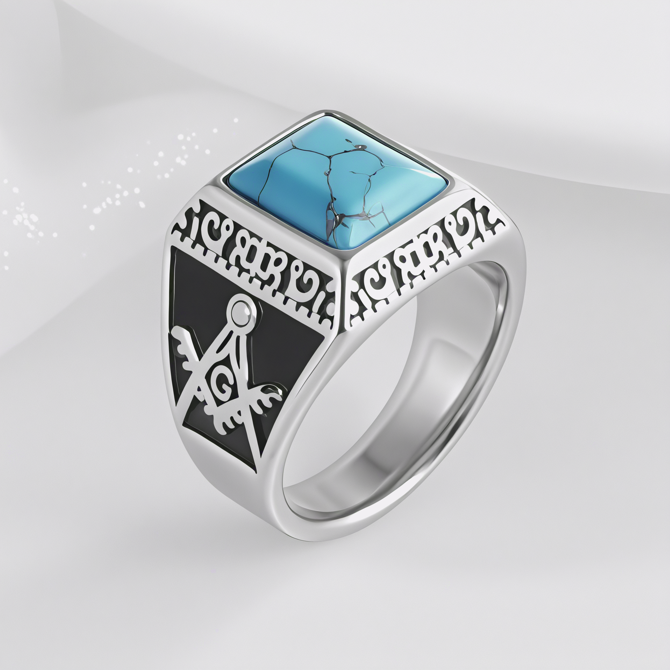 Vintage Gemstone Inlaid Stainless Steel Ring Men's Ring | BL427-JinBaoJewerly