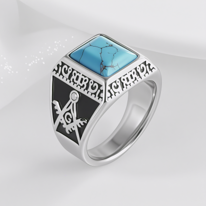 Vintage Gemstone Inlaid Stainless Steel Ring Men's Ring | BL427-JinBaoJewerly