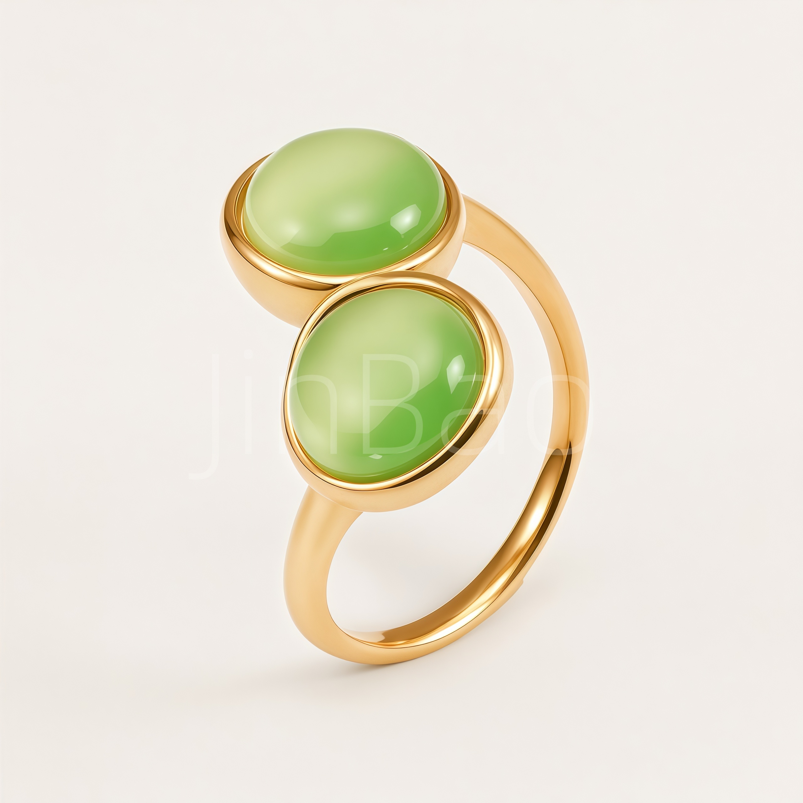 Elegant Dual Ball Cat Eye Gem Stainless Steel Women Finger Ring | E00508