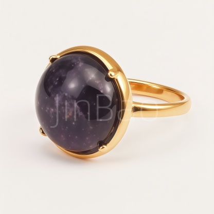 Oval Starry Galaxy Purple Cabochon Solitaire Ring for Women | E00448