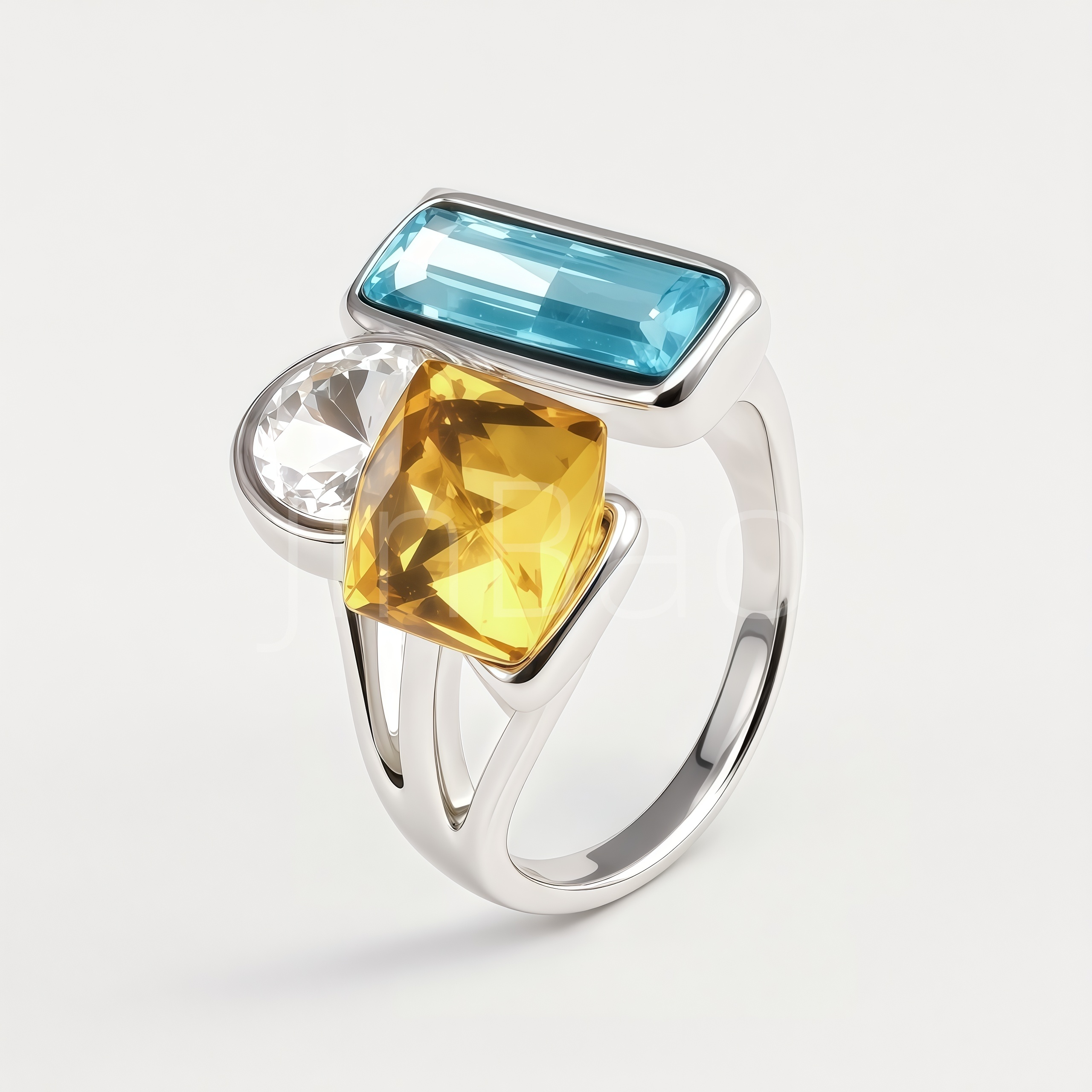 Asymmetric Multi Shape Color Gemstone Statement Women's Ring | N002801