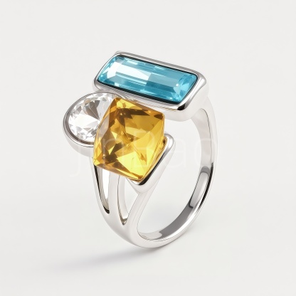 Asymmetric Multi Shape Color Gemstone Statement Women's Ring | N002801