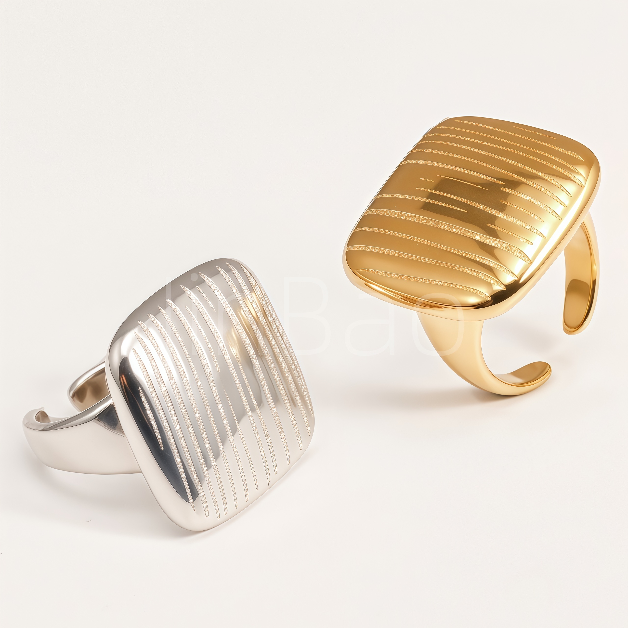 Geometric Diagonal Stripe Engraved Women Ring | E00609
