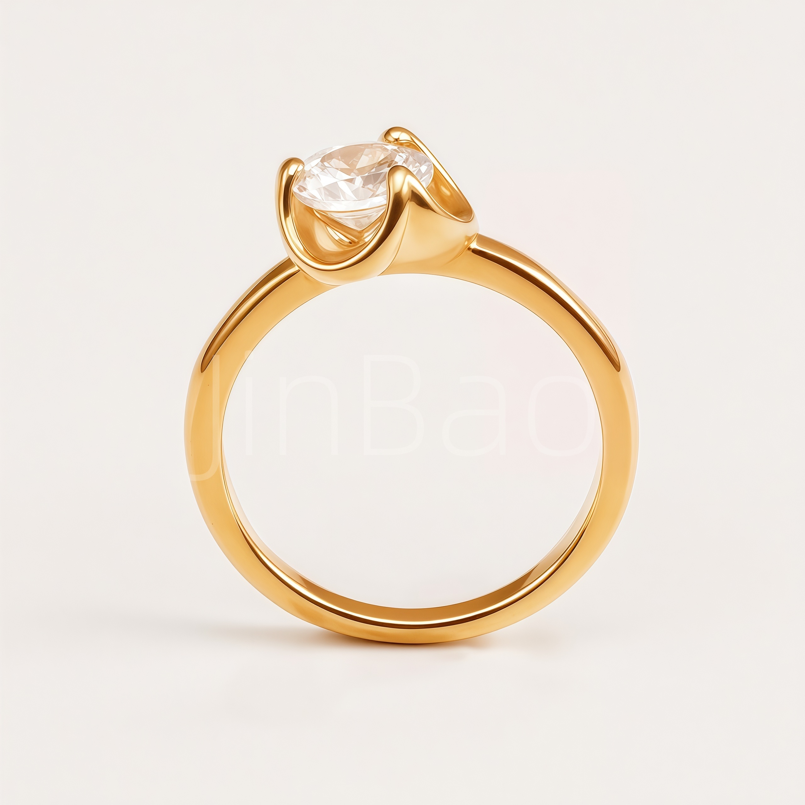 Dainty Single Stone Gold Tone Stainless Steel Women Promise Ring | E00521