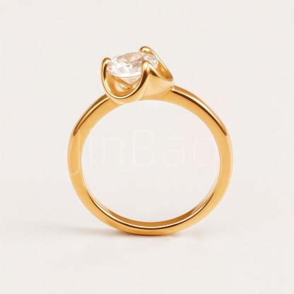 Dainty Single Stone Gold Tone Stainless Steel Women Promise Ring | E00521