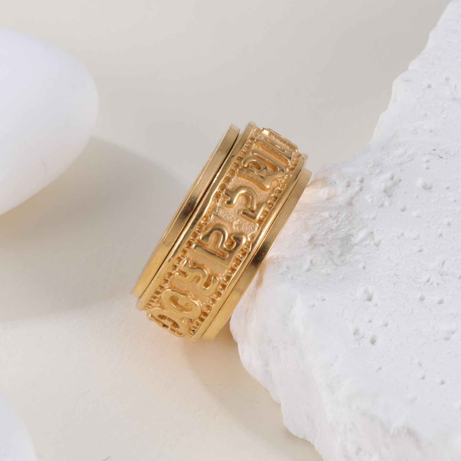 Vintage Scripture Design Transshipment Stainless Steel Men's Waterproof Ring 丨 N00471j-JinBaoJewerly