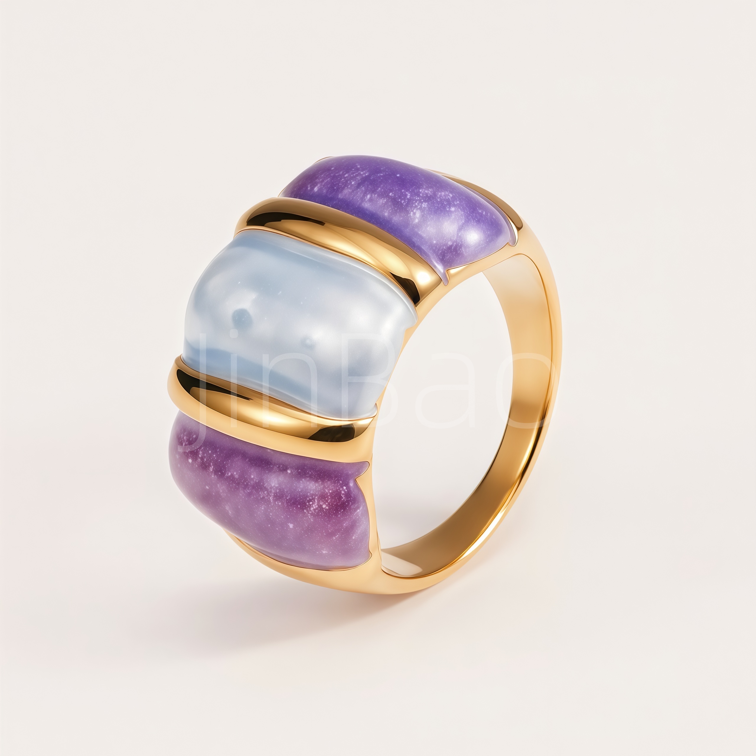 Y2K Color Block Jelly Glitter Stainless Steel Women Statement Ring