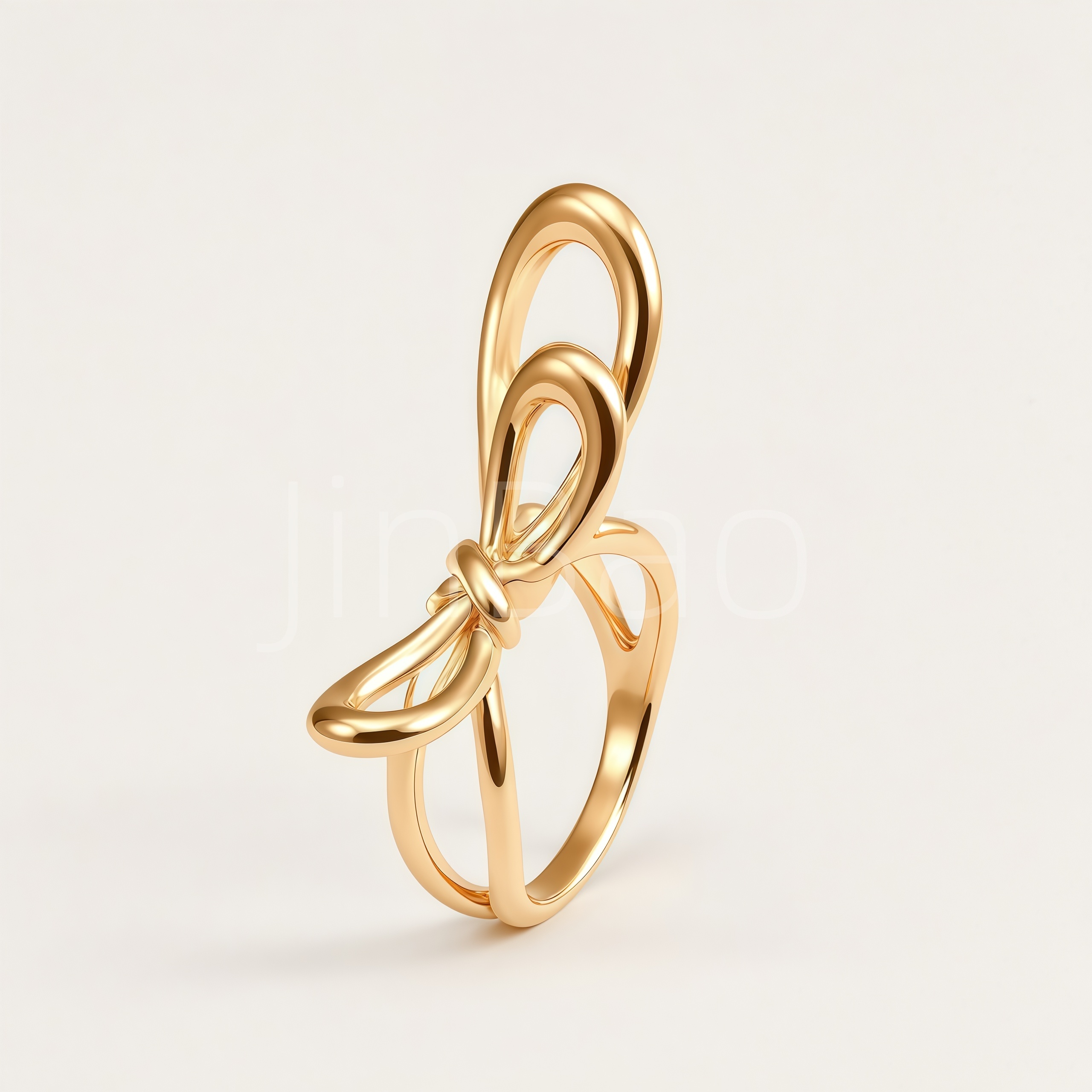 Elegant Solid Tube Bow Gold & Silver Hollow Finger Ring for Women | E00501