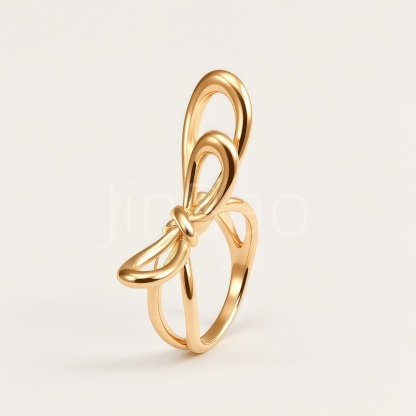 Elegant Solid Tube Bow Gold & Silver Hollow Finger Ring for Women | E00501