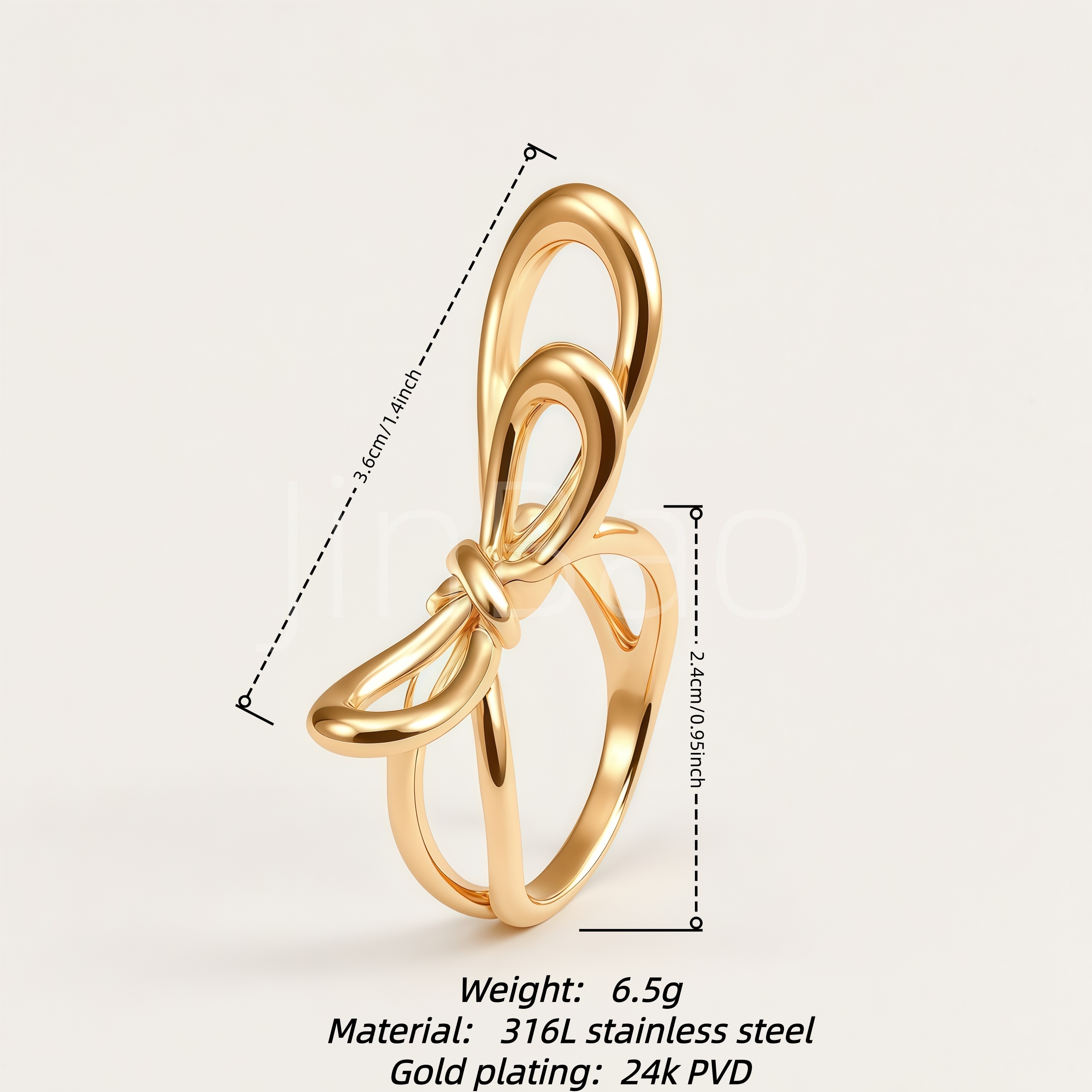Elegant Solid Tube Bow Gold & Silver Hollow Finger Ring for Women | E00501