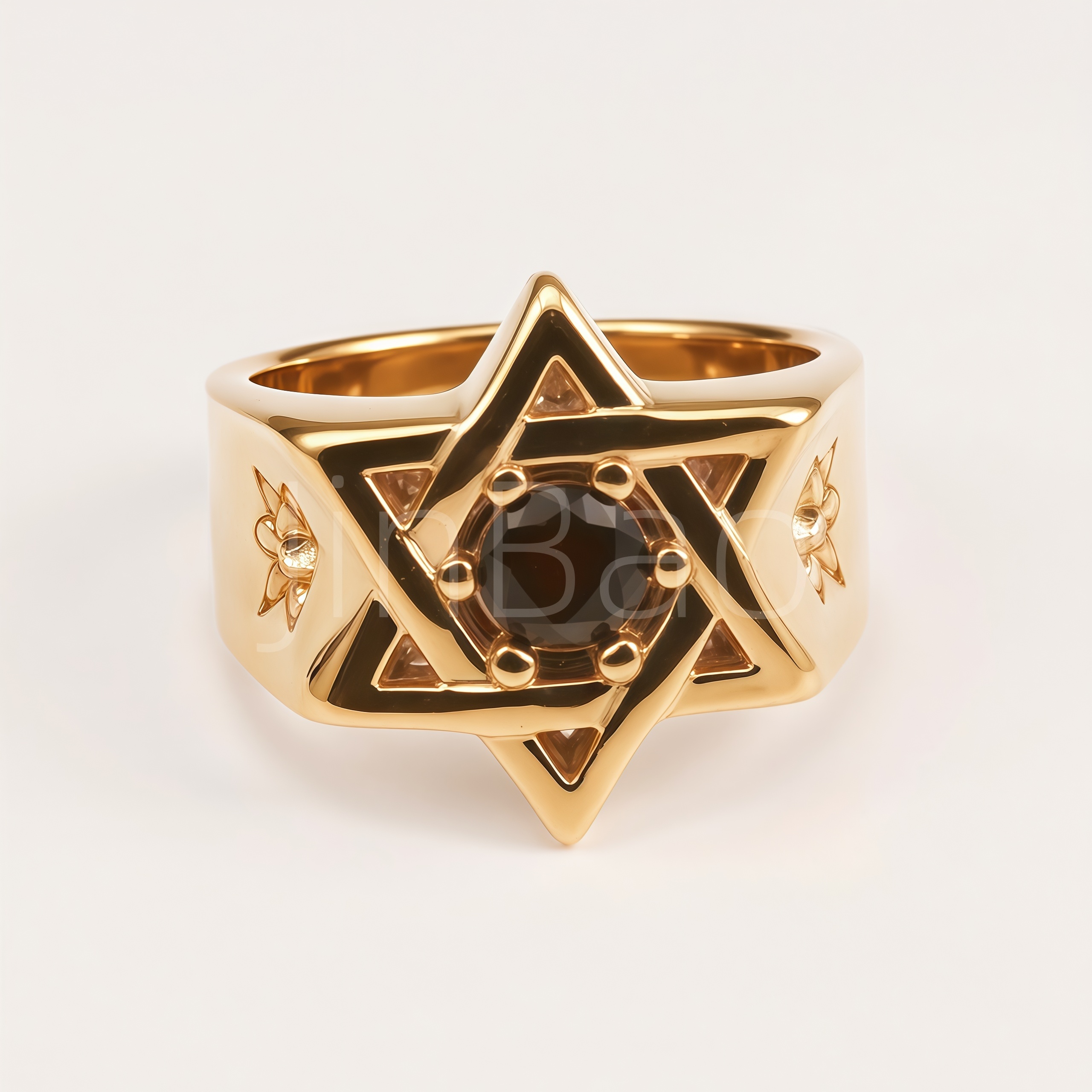 Hexagram Star Black Zircon Men Square Signet Ring | B179