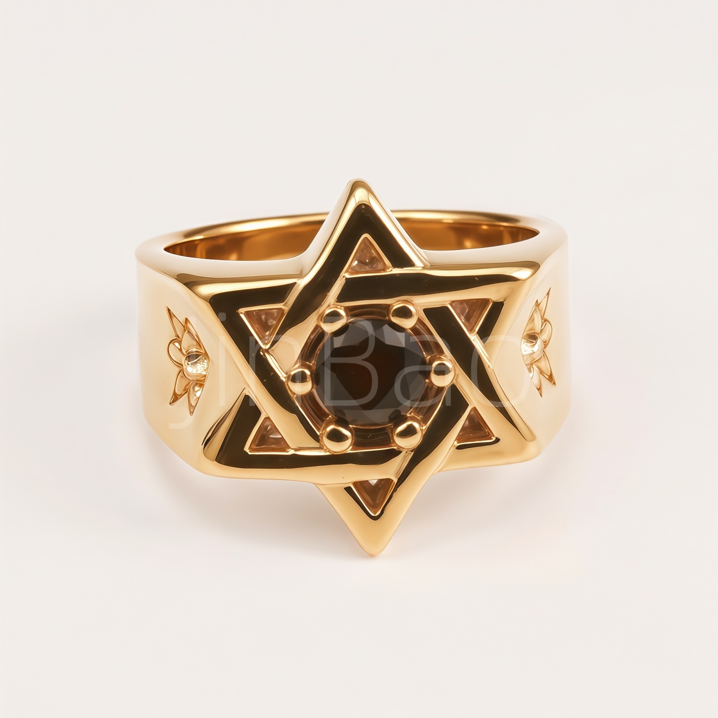 Hexagram Star Black Zircon Men Square Signet Ring | B179