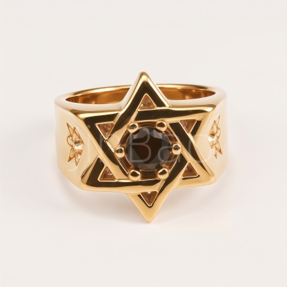 Hexagram Star Black Zircon Men Square Signet Ring | B179