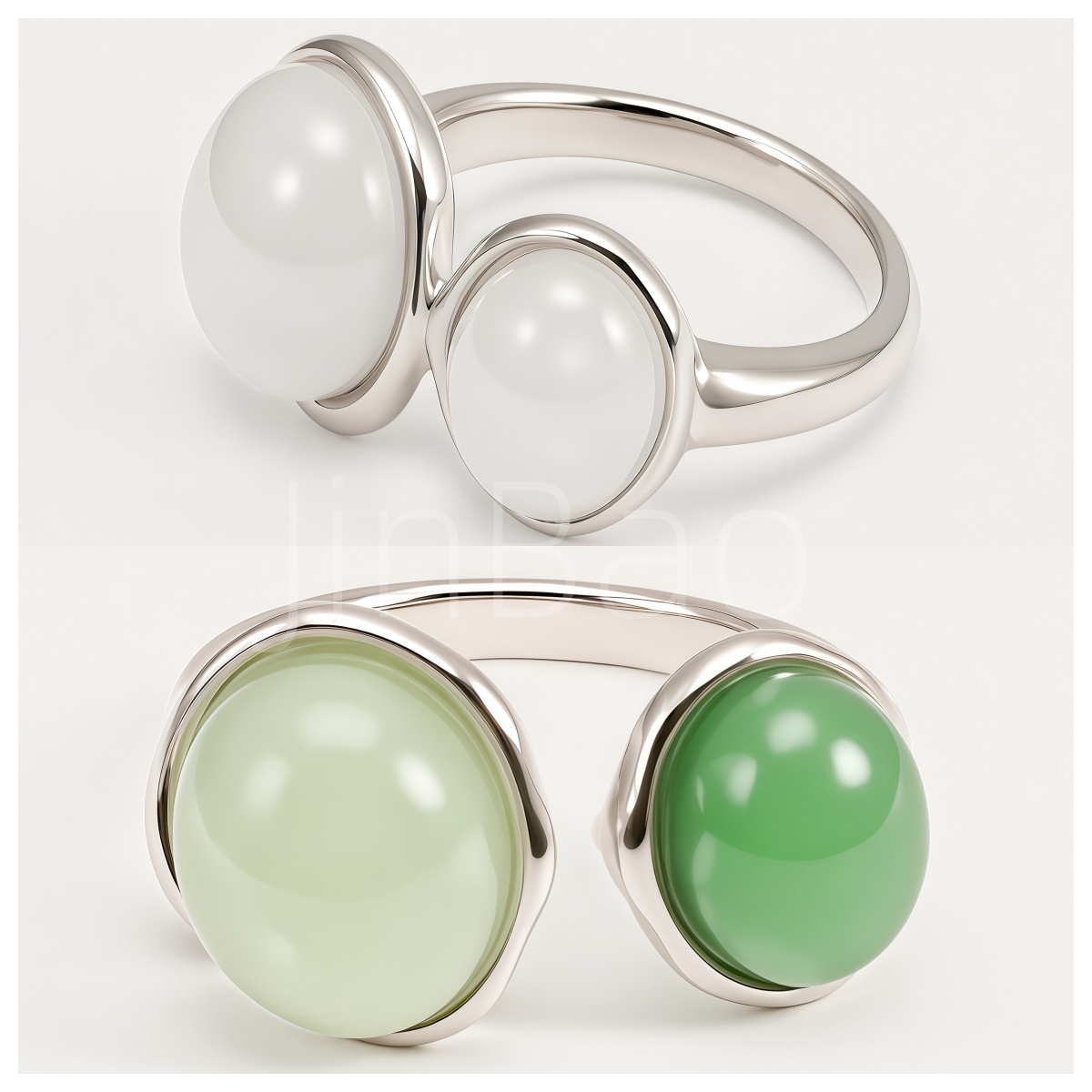 Twin Cabochon Minimalist Women Ring | N002824